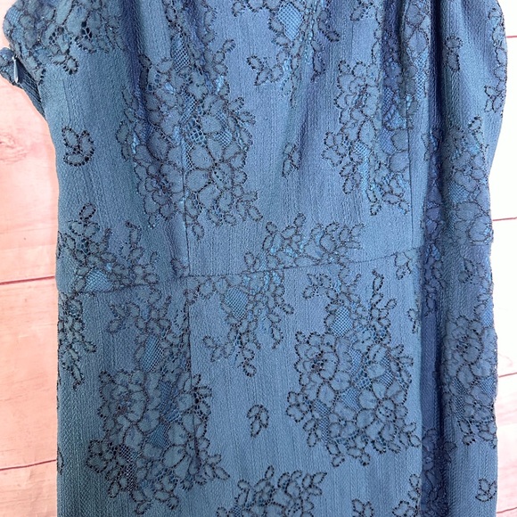 Adrianna Papell Teal Lace One-Shoulder Silhouette Mermaid Gown Size 10 - Picture 5 of 15